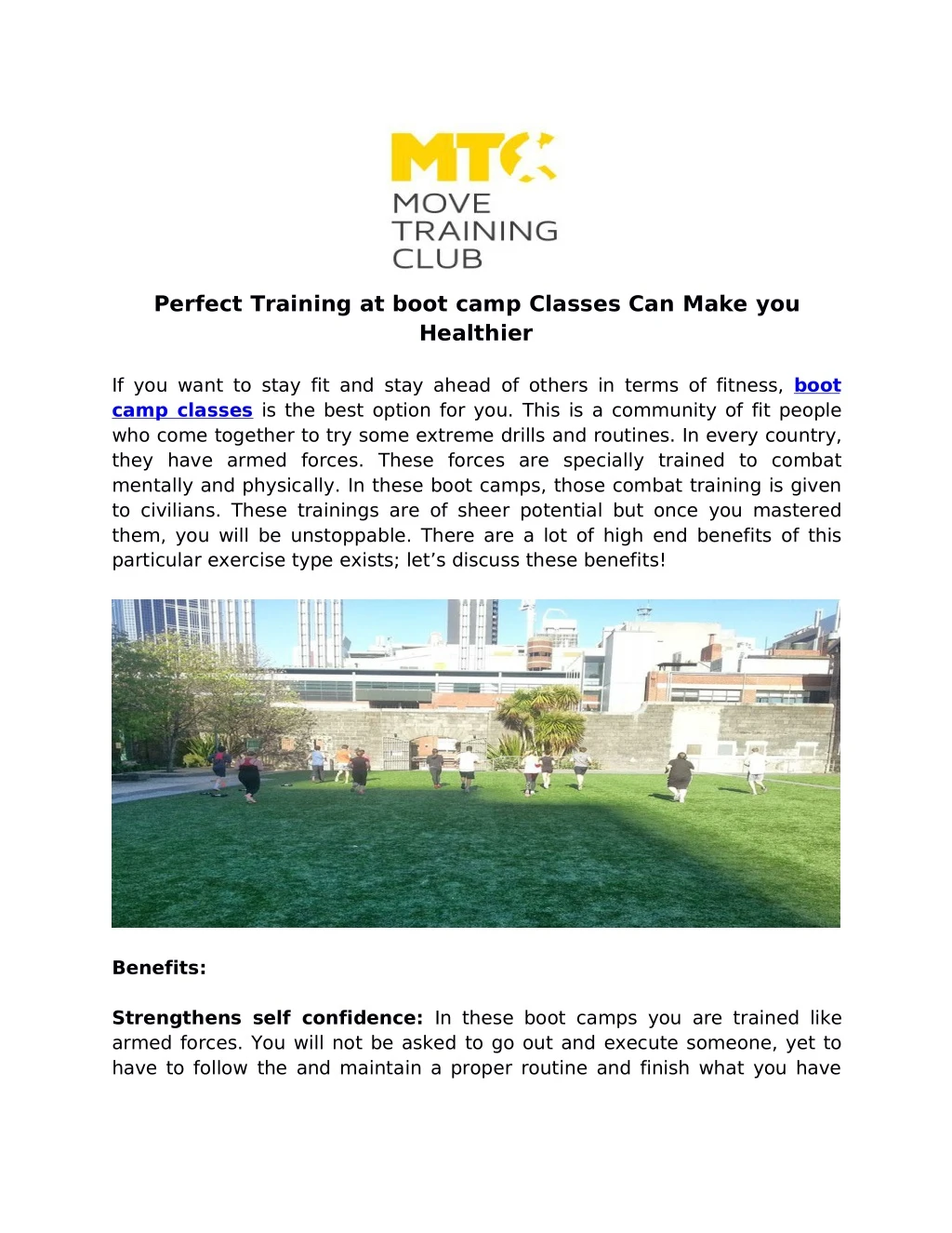 perfect training at boot camp classes can make