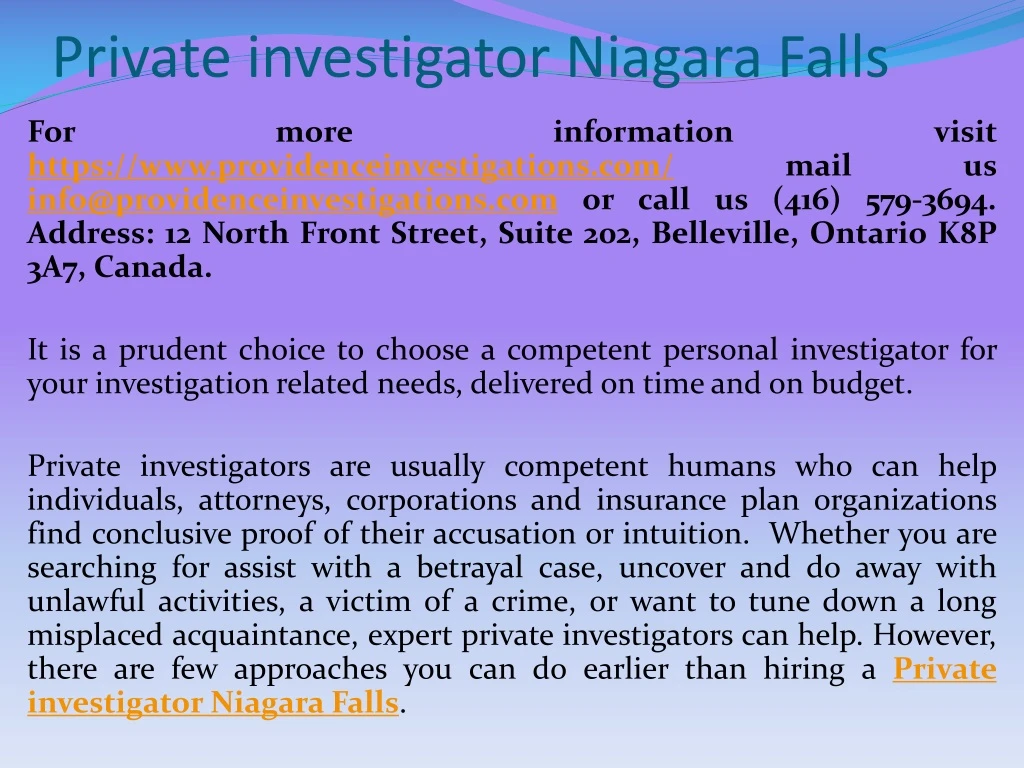 private investigator niagara falls