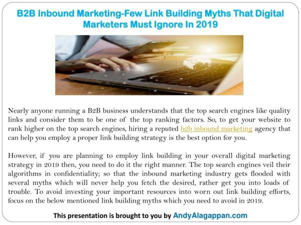 B2B Inbound Marketing-Few Link Building Myths That Digital Marketers Must Ignore In 2019