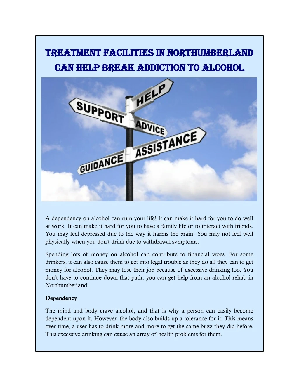treatment facilities in northumberland treatment