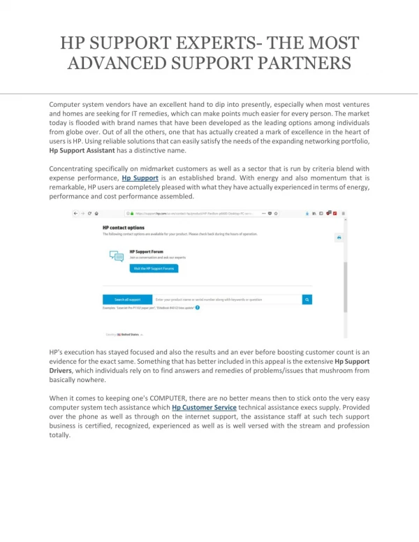 HP SUPPORT EXPERTS- THE MOST ADVANCED SUPPORT PARTNERS