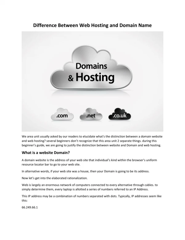 Difference Between Web Hosting and Domain Name