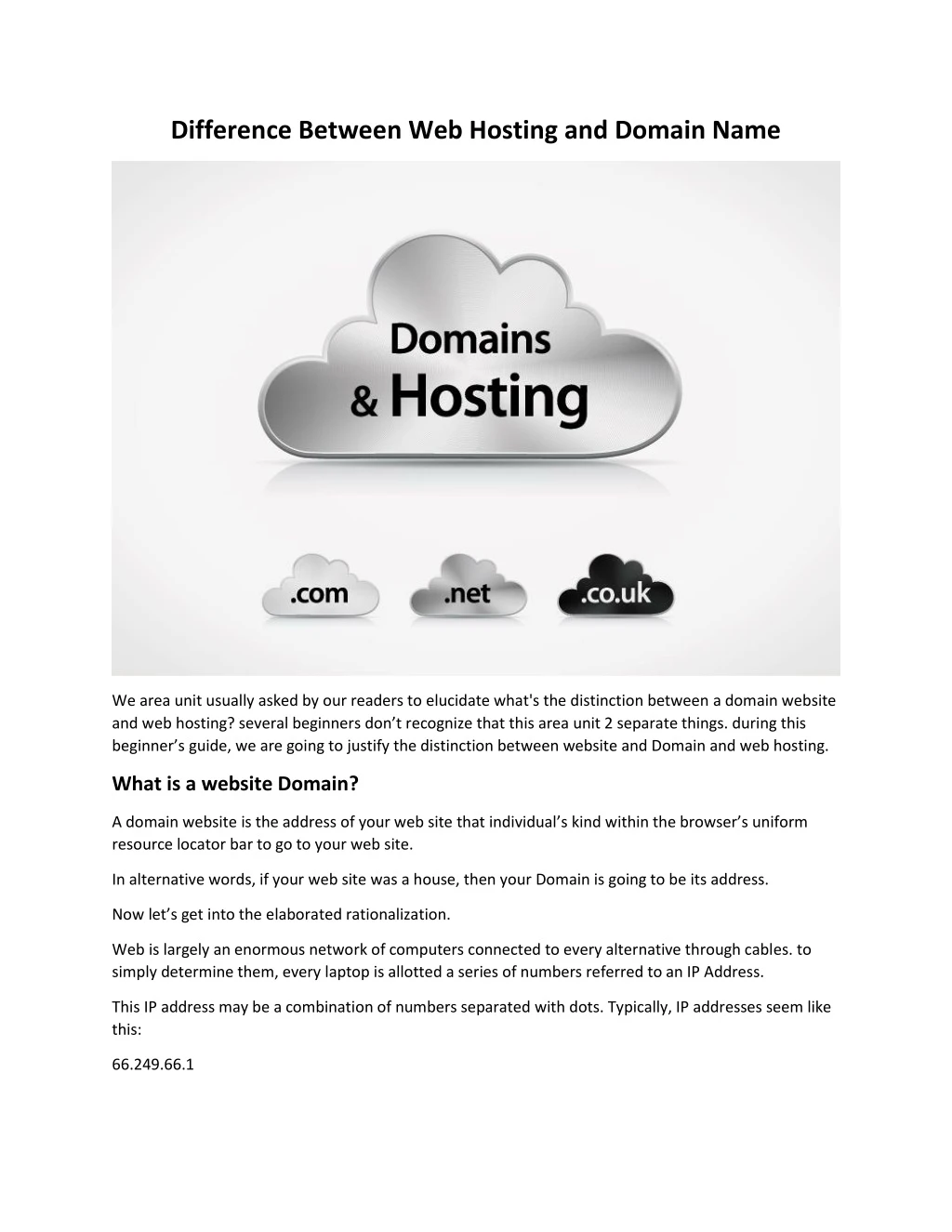 difference between web hosting and domain name