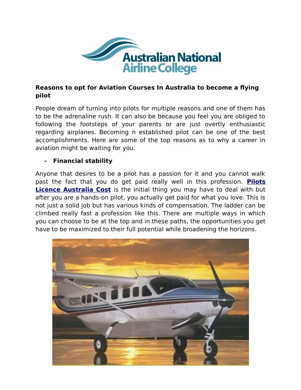 reasons to opt for aviation courses in australia
