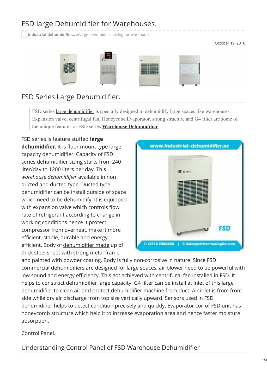 fsd large dehumidifier for warehouses