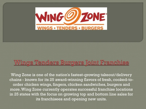 Wings Tenders Burgers Joint Franchise