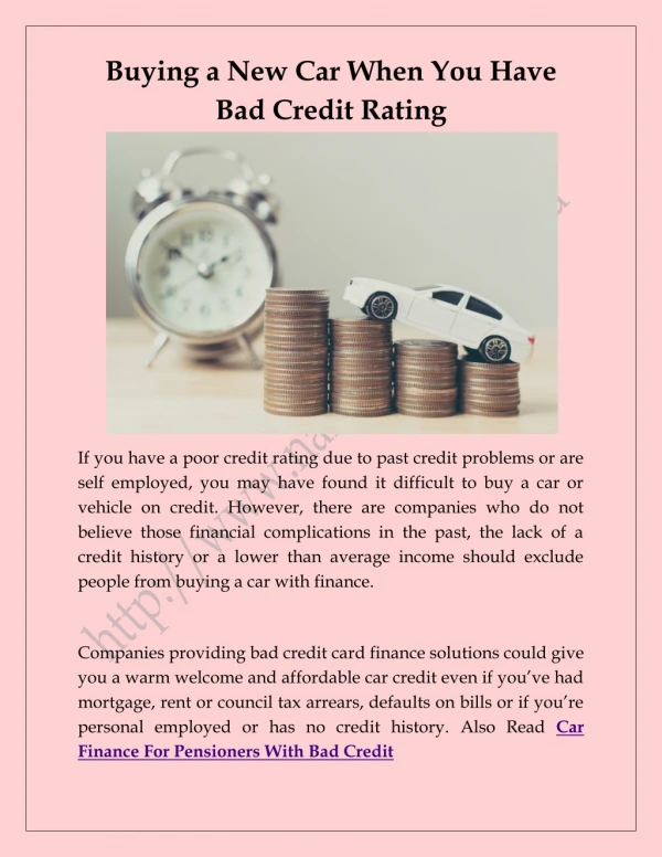 Buying a New Car When You Have Bad Credit Rating
