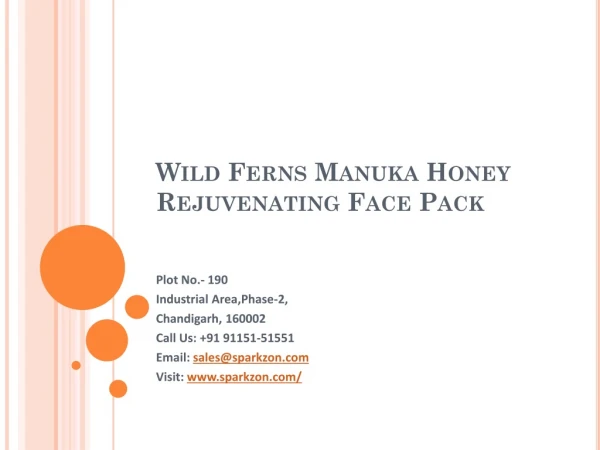 Wild Ferns Manuka Honey Rejuvenating Face Pack Mask