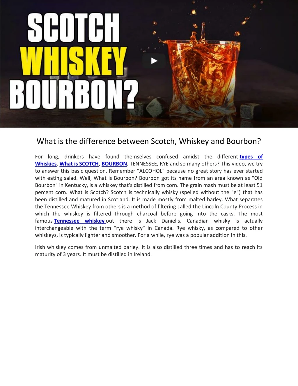 what is the difference between scotch whiskey