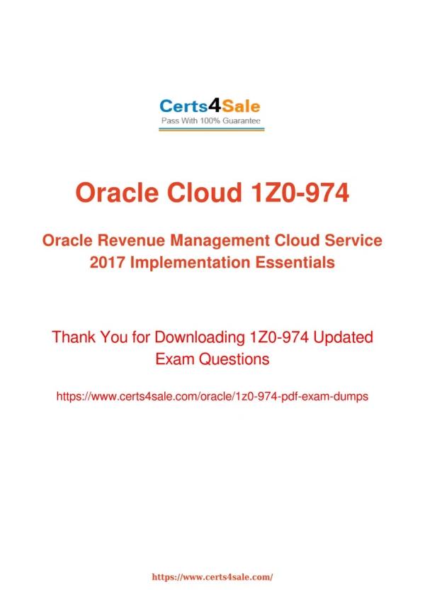 1z0-974 Dumps - 1Z0-974 Oracle Cloud Services Exam Questions