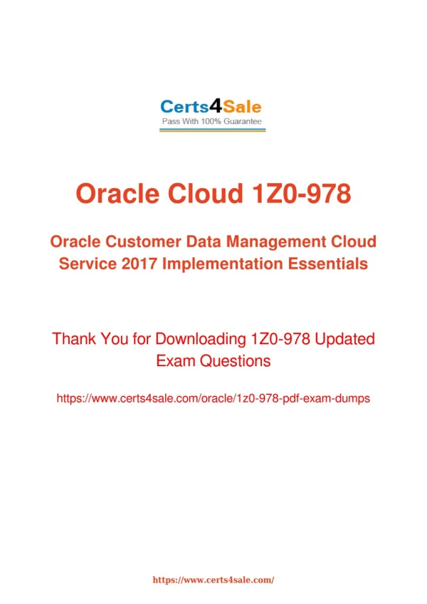1z0-978 Dumps - 1Z0-978 Oracle Customer Networking Services Exam Questions