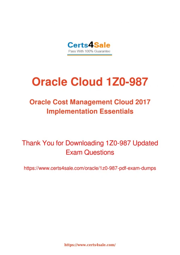 1z0-987 Dumps - 1Z0-987 Oracle Cost Accounting Exam Questions