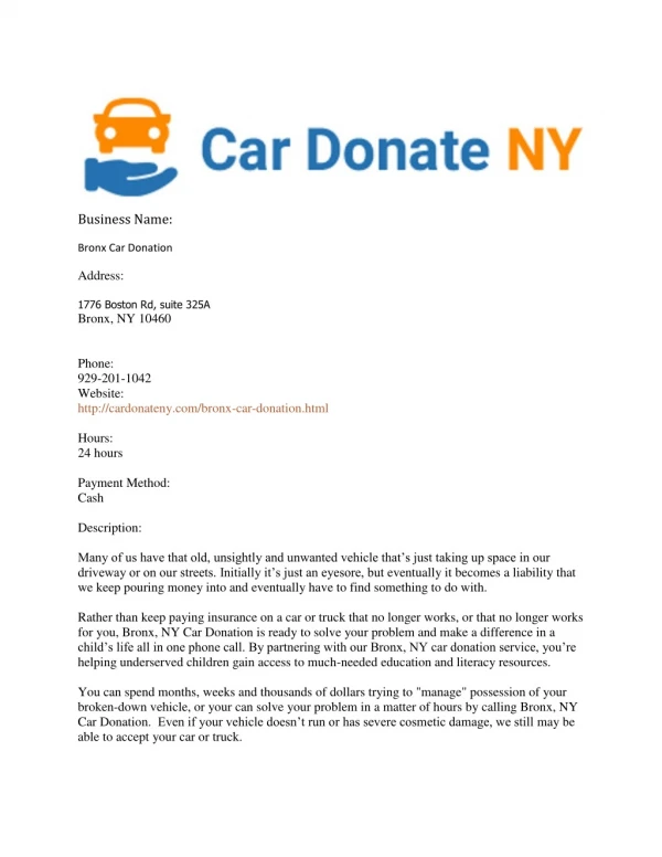Bronx Car Donation