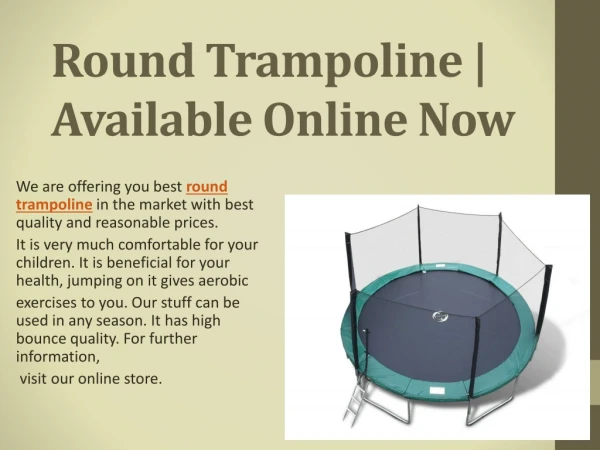 Round Trampoline | Available Online Now