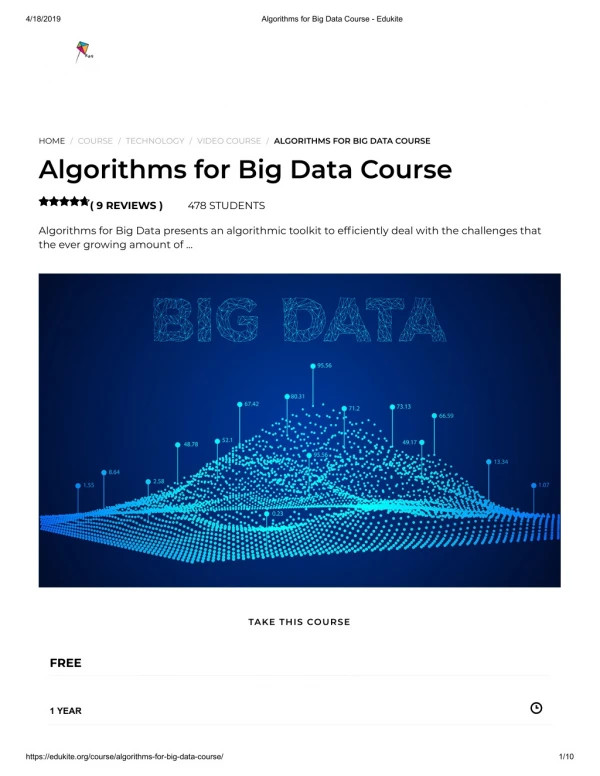 Algorithms for Big Data Course - Edukite