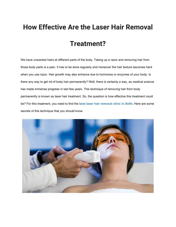 How Effective Are the Laser Hair Removal Treatment?