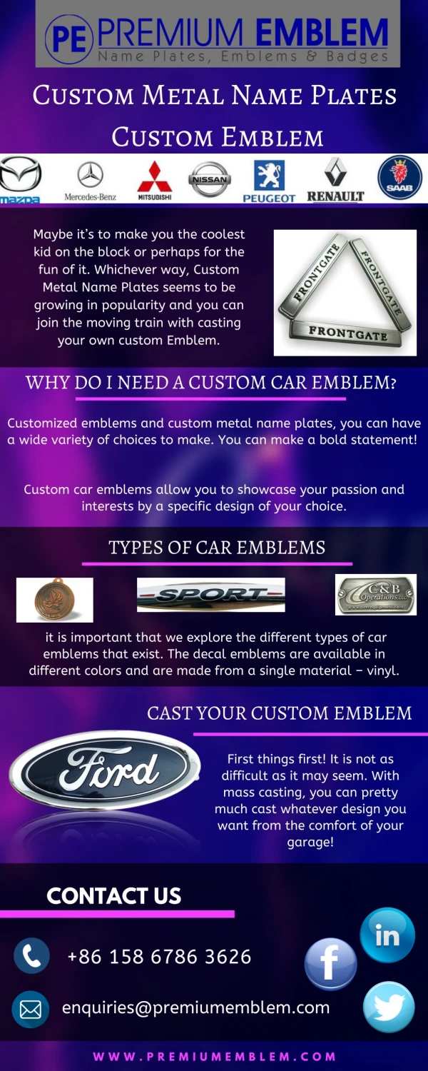 Custom Metal Emblems | Metal Name Plates Suppliers