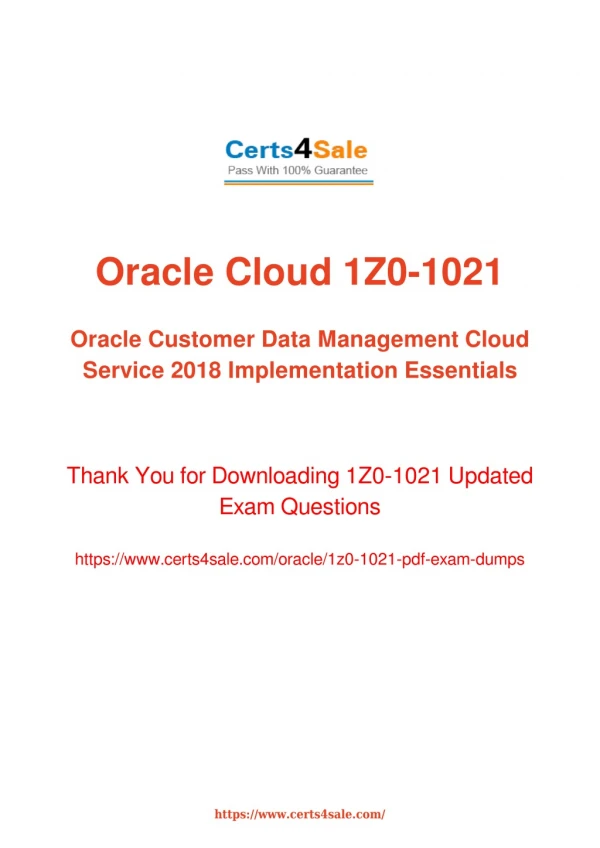 1z0-1021 Dumps Questions - 1Z0-1021 Oracle Exam Questions