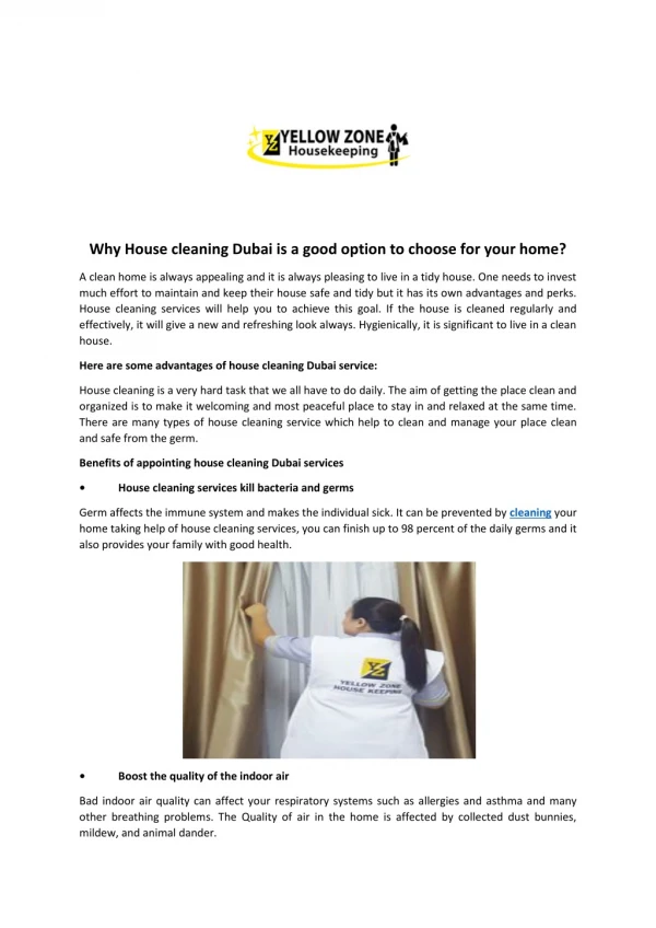 Why House cleaning Dubai is a good option to choose for your home?