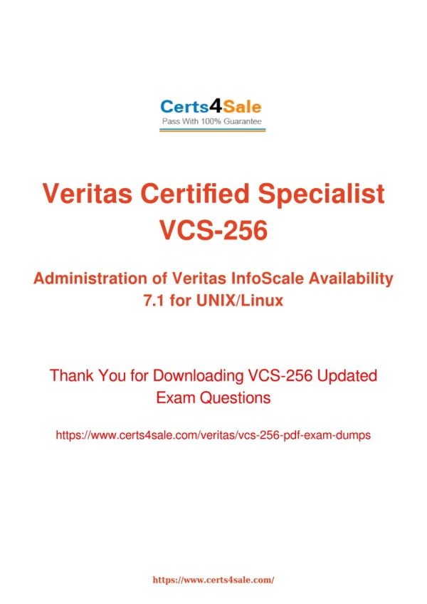 vcs-256 Dumps Questions - Veritas Certified Specialist VCS-256 Exam Questions
