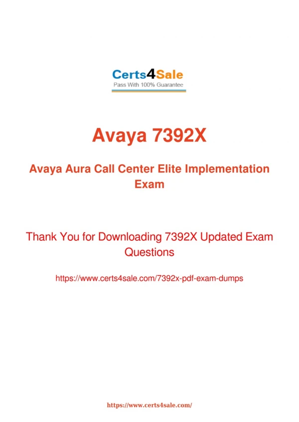7392x Dumps Questions - 7392X Avaya Exam Questions