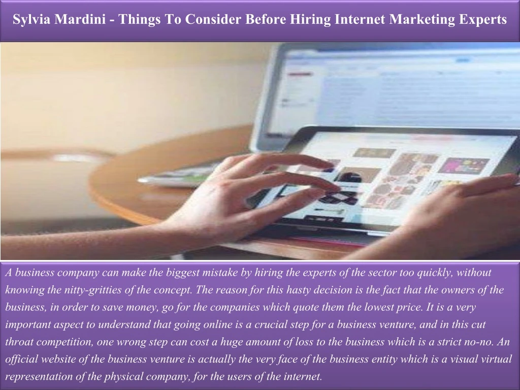 sylvia mardini things to consider before hiring internet marketing experts