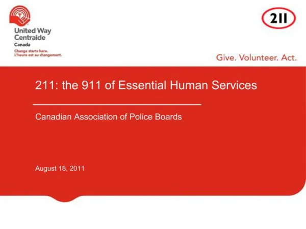 211: the 911 of Essential Human Services