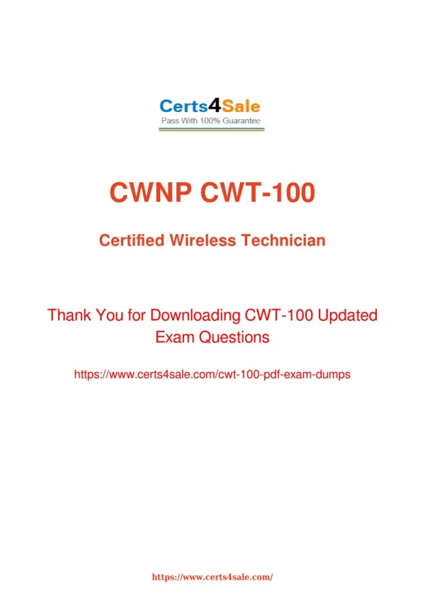 cwt-100 Dumps Questions - CWT-100 CWNP Exam Questions