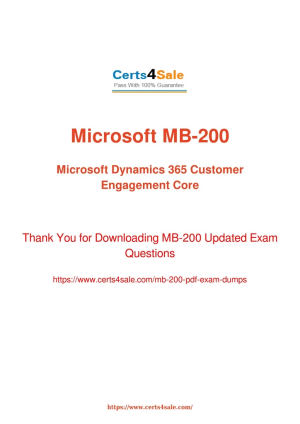mb-200 Dumps Questions - Microsoft MB-200 Exam Questions