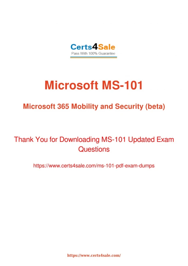 ms-101 Dumps Questions - Microsoft MS-101 Exam Questions