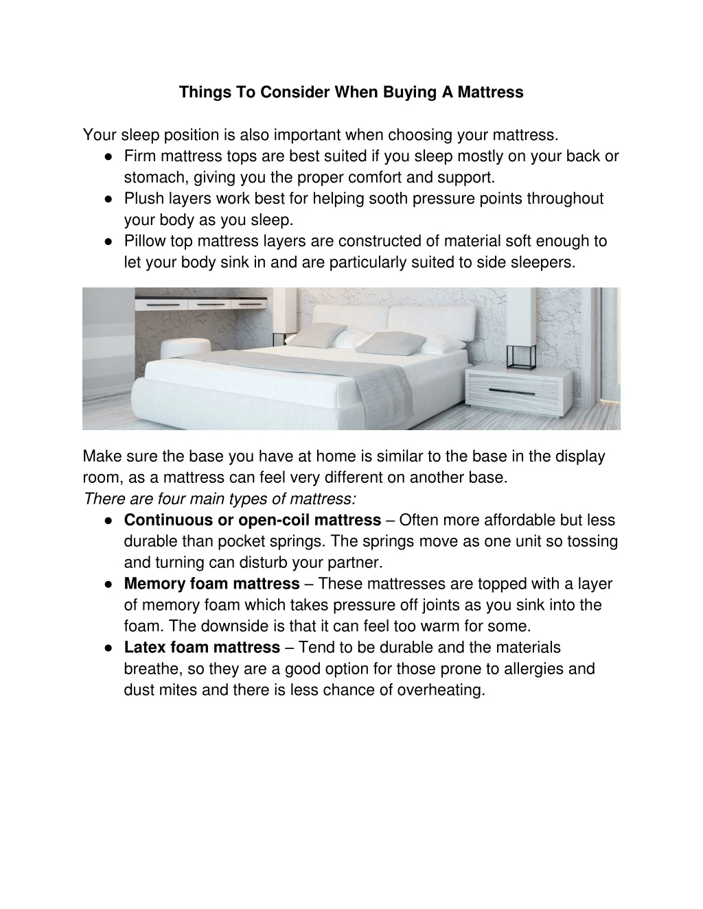 things to consider when buying a mattress