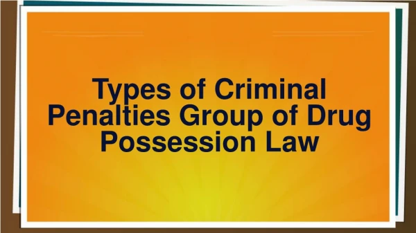 Types of Criminal Penalties Group of Drug Possession Law