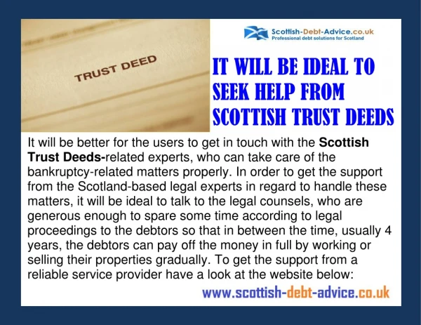 It Will Be Ideal To Seek Help From Scottish Trust Deeds