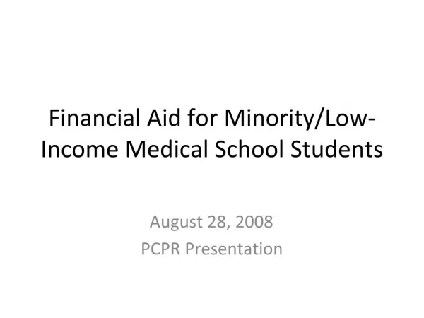 Financial Aid for Minority