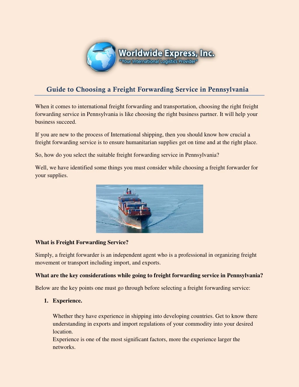 guide to choosing a freight forwarding service