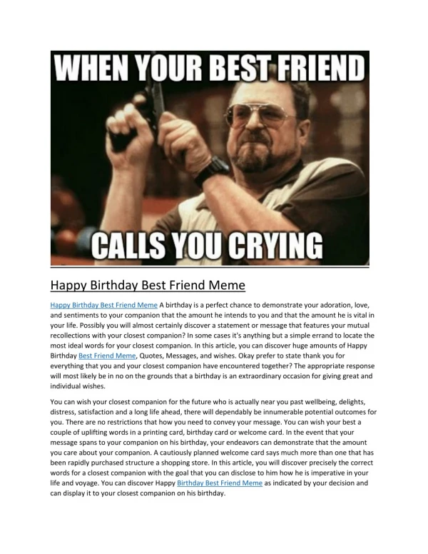 Happy Birthday Best Friend Meme
