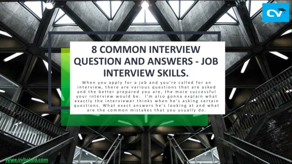 8 common Interview question and answers - Job Interview Skills