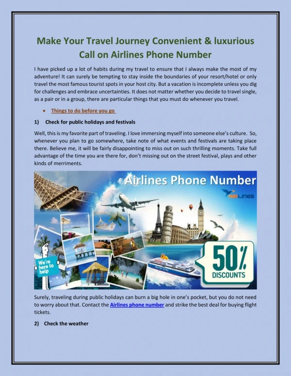 Enjoy the First Class Travel with Airlines Customer Service Phone Number