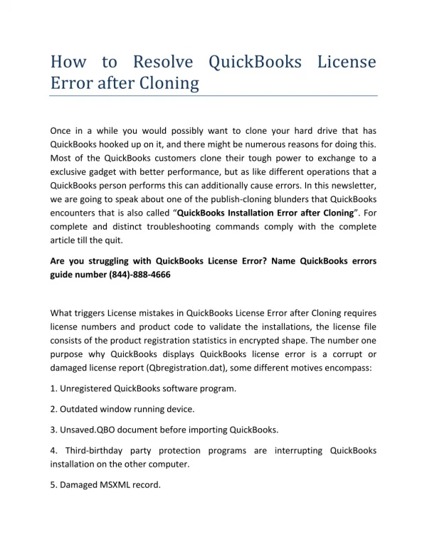 How to Resolve QuickBooks License Error after Cloning