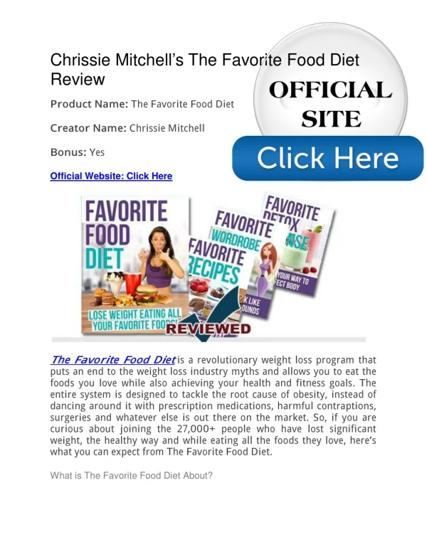 The Favorite Food Diet PDF Free Download