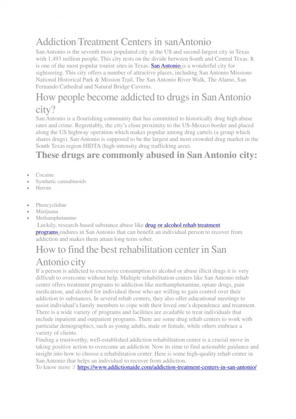 Addiction Treatment Centers in san antonio