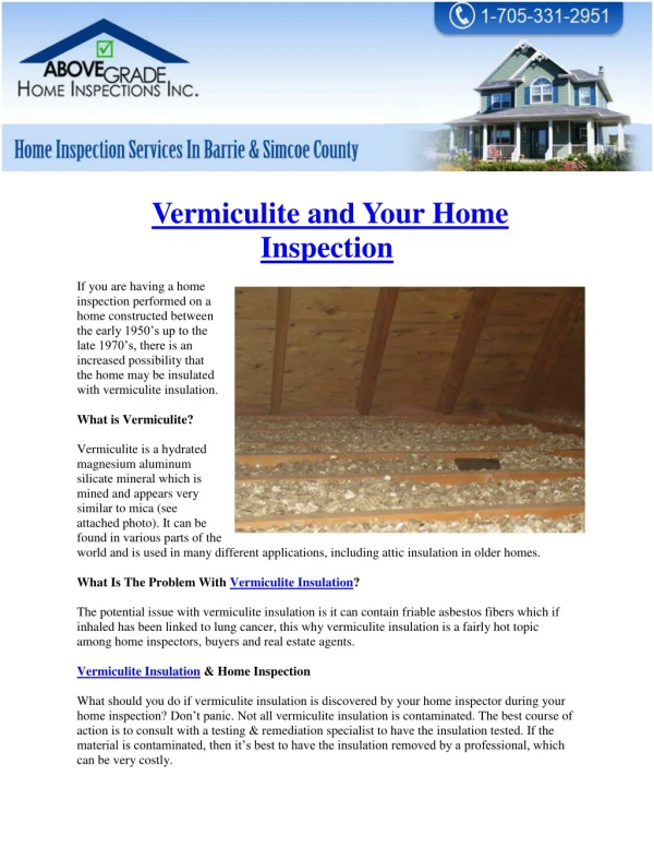 Vermiculite and Your Home Inspection