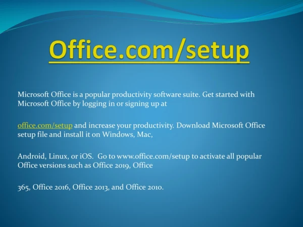www.Office.Com/Setup - Enter Office Product Key