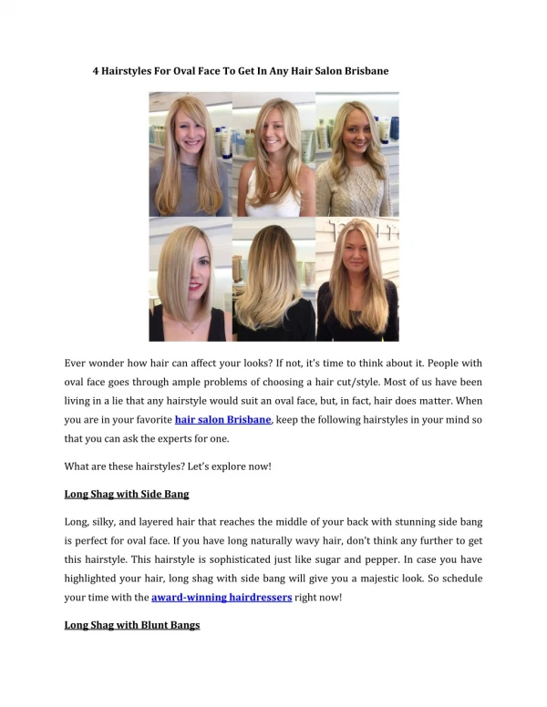 4 Hairstyles For Oval Face To Get In Any Hair Salon Brisbane