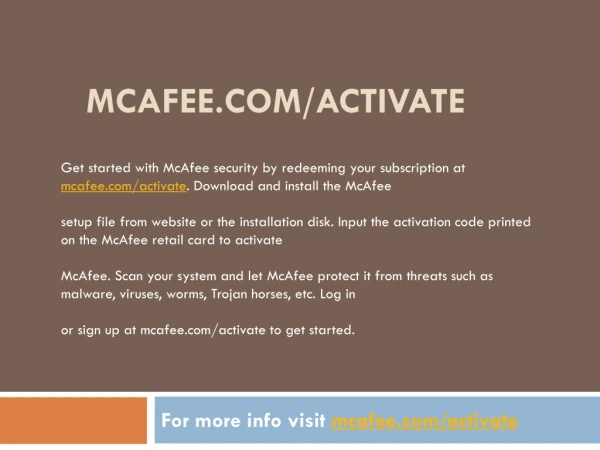 McAfee.com/Activate - Install & Activate