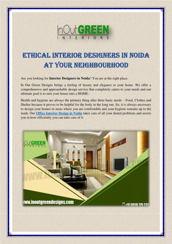 Ethical Interior Designers in Noida at Your Neighbourhood
