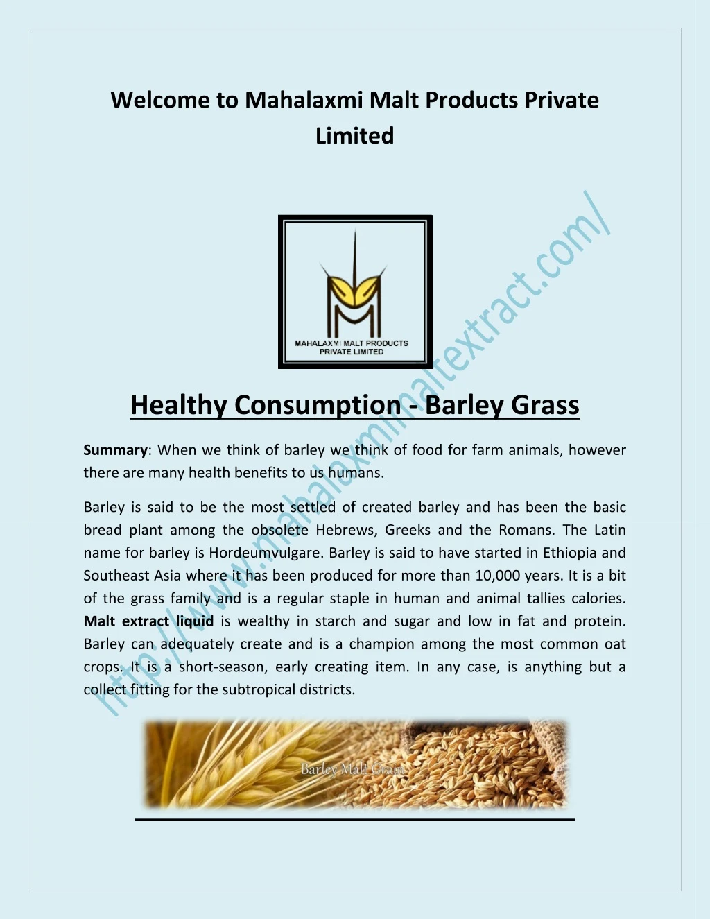 welcome to mahalaxmi malt products private limited