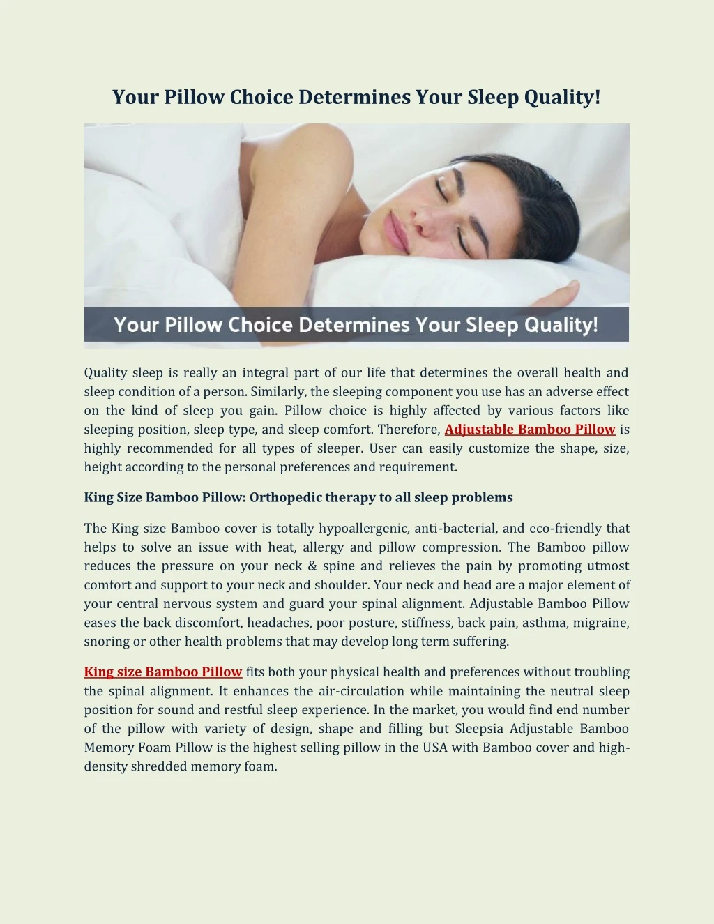 your pillow choice determines your sleep quality