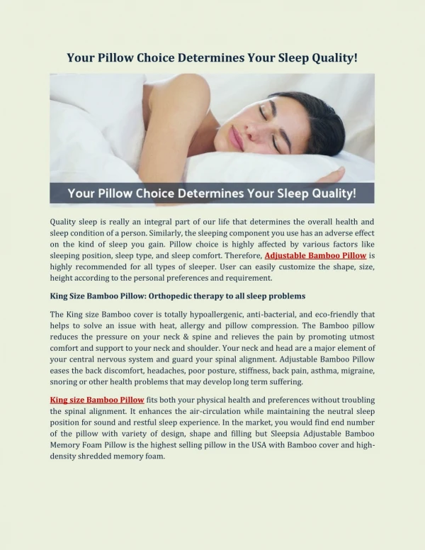 Your Pillow Choice Determines Your Sleep Quality!