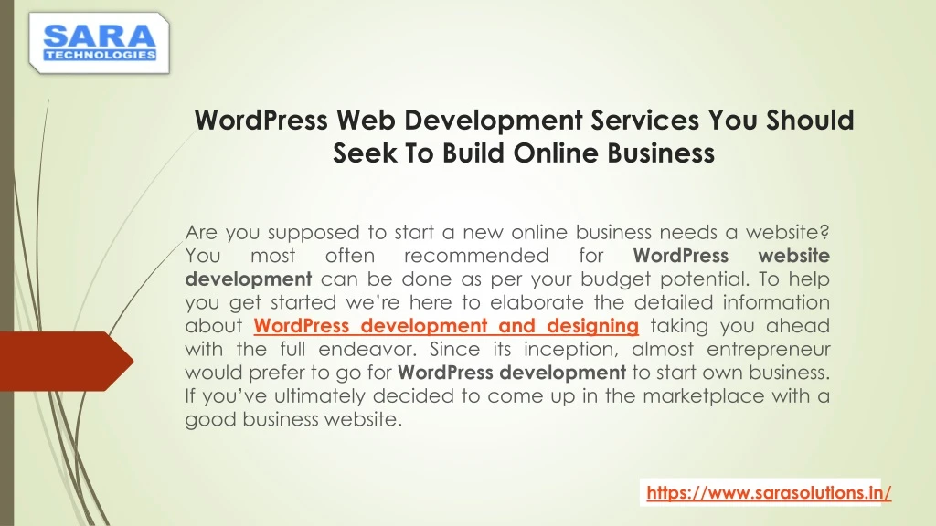 wordpress web development services you should seek to build online business